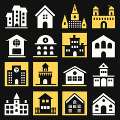 House Property & Real Estate Icon Set Collection - Vector Illustrations