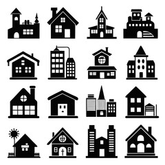 House Property & Real Estate Icon Set Collection - Vector Illustrations