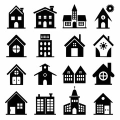 House Property & Real Estate Icon Set Collection - Vector Illustrations