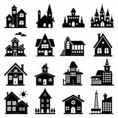 House Property & Real Estate Icon Set Collection - Vector Illustrations