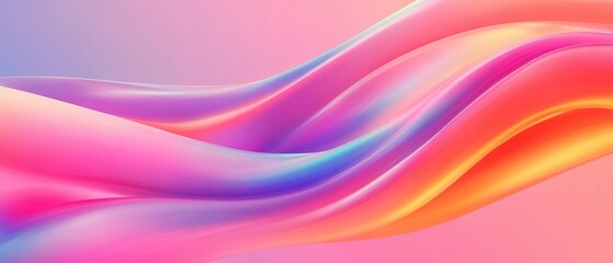Fototapeta premium Colorful wave pattern with gradients in pink, purple, and orange tones on a soft background.