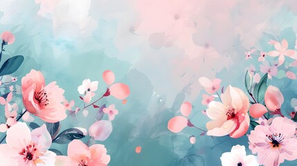 A serene, pastel-colored background adorned with delicate pink flowers, creating a soft and calming floral aesthetic.