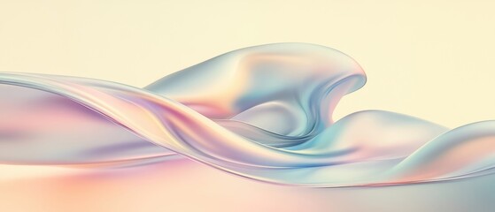 Soft flowing abstract fabric with pastel colors and smooth curves on a light background.