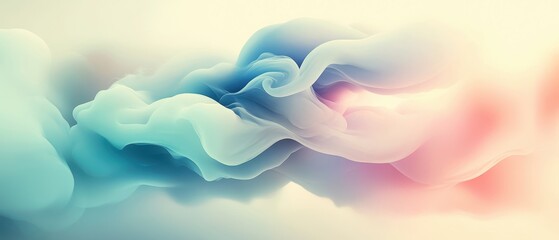 Soft flowing waves of blue and pink colors create an ethereal, dreamy atmosphere.