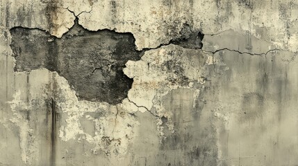 Textured wall with visible cracks and peeling paint, showcasing the passage of time and wear in urban environments.