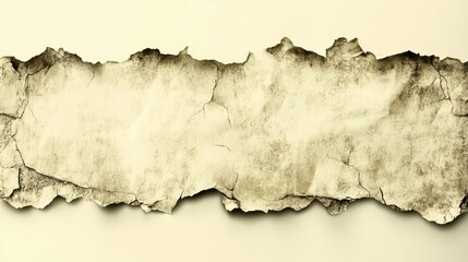 Torn grunge paper texture with vintage look on a white isolated background.