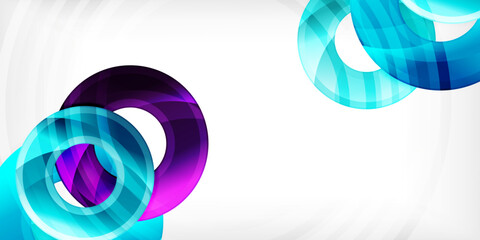 Bright colorful circles with light effects. Abstract background