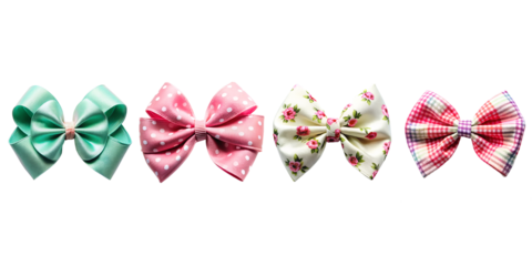 Hair bow  decorative item different design color isolated on transparent background