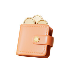 3D rendering wallet and coin element