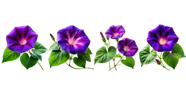 Ipomoea purpurea with morning glory flower isolated on transparent background
