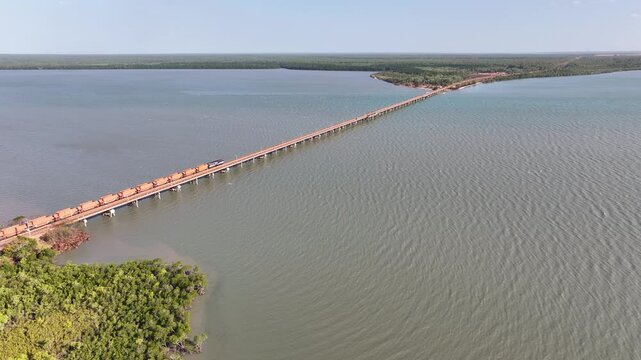 Aerial footage of Weipa Queensland Australia