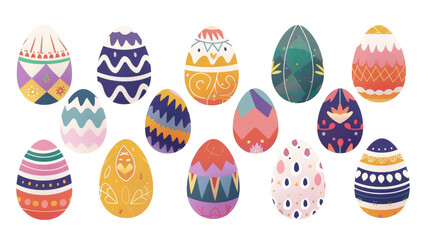 Decorative Easter Eggs Displaying Vibrant Patterns and Colors.