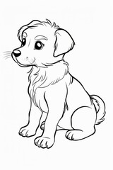 Fototapeta premium Charming outline drawing of a cute cartoon puppy, perfect for coloring books, art projects, and children's illustrations.