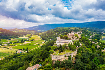 Menerbes village in Provence on a summer day, France, Luberon, Vaucluse. Village of Menerbes, the...