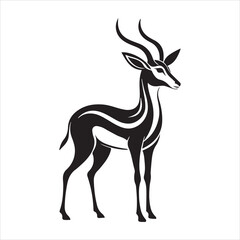 Fototapeta premium Bold Gazelle Silhouette in Mid-Leap - Black and White Vector Illustration for Nature Designs