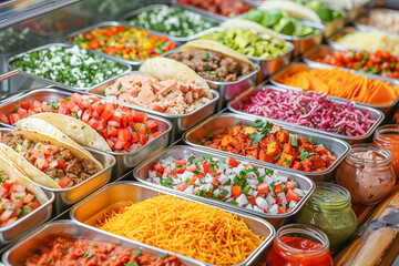 Preparing delicious tacos with various ingredients and toppings