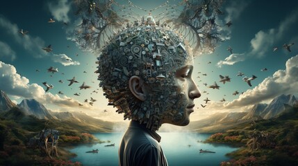 a surreal dreamscape, with fantastical elements and a blend of reality and imagination 