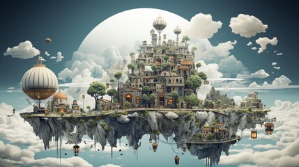 a surreal dreamscape, with fantastical elements and a blend of reality and imagination 