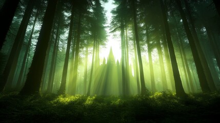 Enchanted Castle in a Lush Green Forest