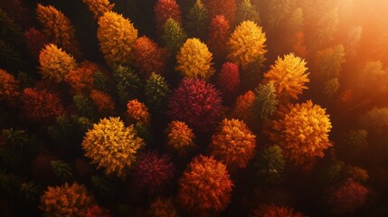 Vibrant Autumn Forest with Colorful Trees