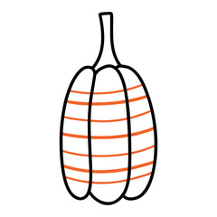 A doodle-style pumpkin for Thanksgiving or Halloween. Vector illustration.