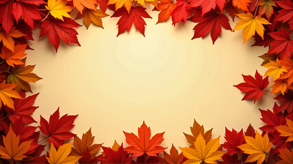 Autumn frame with pumpkins, acorns, and colorful leaves