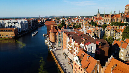 Obraz premium city ​​European ancient architecture port city aerial photography Gdansk Poland