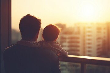 Heartwarming Moment Between Father and Child at Sunset