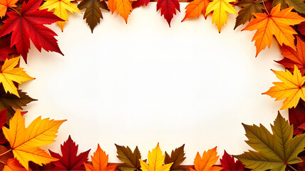 Obraz premium Colorful autumn leaves frame with blank center