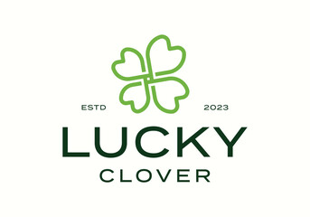 four leaf clover shamrock line art logo icon vector design