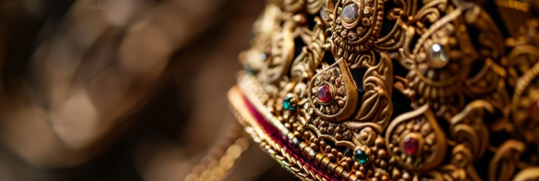 Traditional Thai headdresses, known as "chada," are intricately designed with detailed craftsmanship