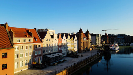 Naklejka premium city ​​European ancient architecture port city aerial photography Gdansk Poland
