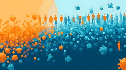 Vibrant Illustration of Vaccines and Herd Immunity Concept