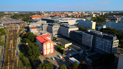view city from the height of modern wish development architecture Europe Wroclaw Poland