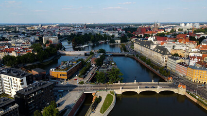 view city from the height of modern wish development architecture Europe Wroclaw Poland