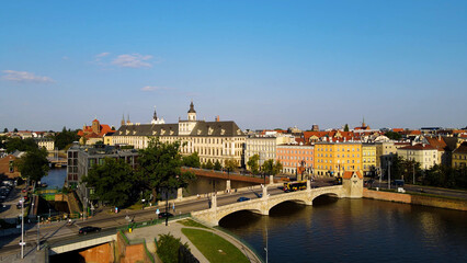 view city from the height of modern wish development architecture Europe Wroclaw Poland