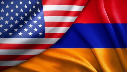アメリカの国旗とアルメニアの国旗(America flag & Armenia flag.)
