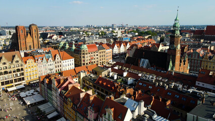 view city from the height of modern wish development architecture Europe Wroclaw Poland