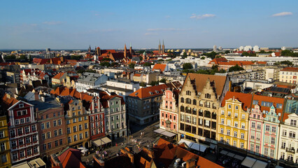 view city from the height of modern wish development architecture Europe Wroclaw Poland