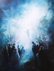 Symbolic Portrayal of the Ascension of Christ with Imaginative Compositions and Ethereal Light in Symbolist Style