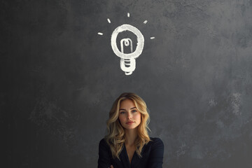 idea bulb with blonde business woman ethics choice concept