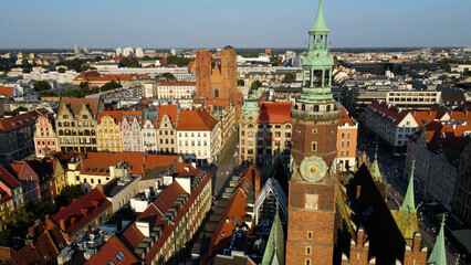 view city from the height of modern wish development architecture Europe Wroclaw Poland