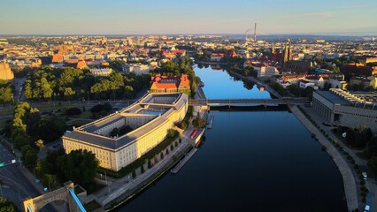 Obraz premium city Europe beautiful top view aerial photography of Wroclaw Poland