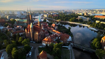 city Europe beautiful top view aerial photography of Wroclaw Poland