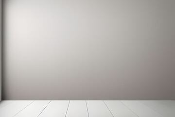 Minimalist empty room with white walls and floorboards.