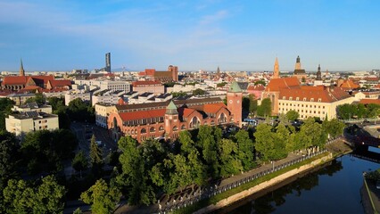 Fototapeta premium city Europe beautiful top view aerial photography of Wroclaw Poland