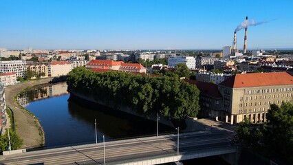 Fototapeta premium city Europe beautiful top view aerial photography of Wroclaw Poland