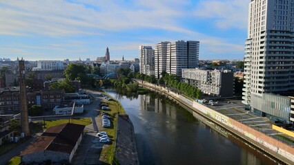 Naklejka premium city Europe beautiful top view aerial photography of Wroclaw Poland