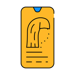 app with ar showing hairstyle line icon vector. app with ar showing hairstyle sign. isolated symbol illustration