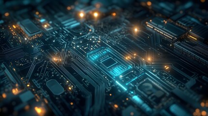 Obraz premium Abstract circuit board futuristic technology processing background. 